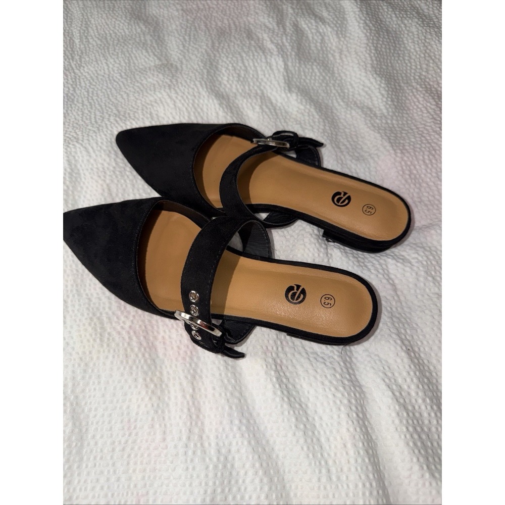 black pointed-toe mules from Rekayla Sz 6.5